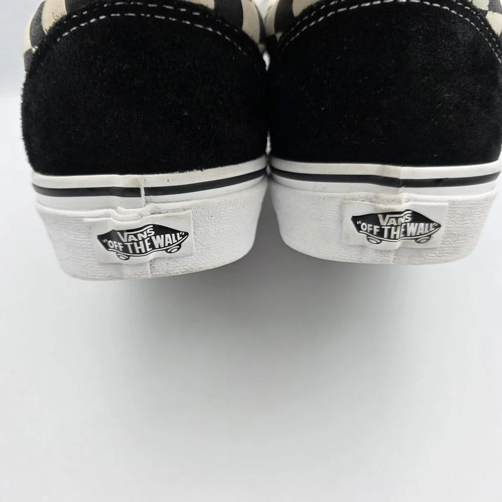 Vans 500714 Black & White Canvas Suede Checkered Skateboard Sneakers M 10.5 W 12